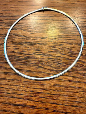 14K white gold 4 mm domed omega necklace - 16”